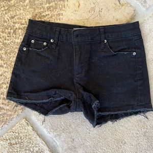 Girls black denim shorts